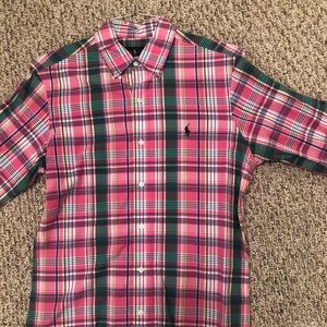 Multi Color Striped Polo Small LS Button Down